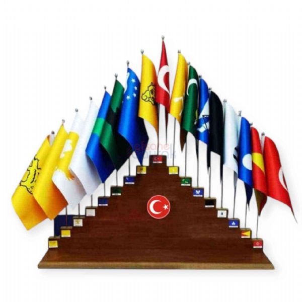 Ahşap Kaideli 17'li Masa Bayrağı Takımı