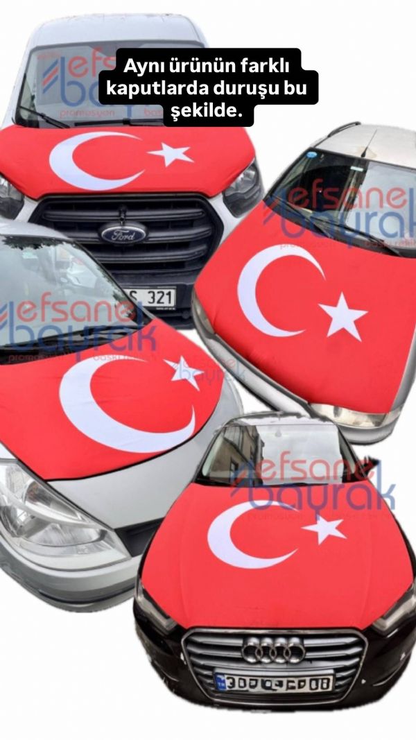 Türk Bayraklı Araç Kaput Örtüsü